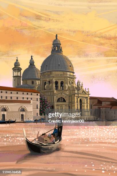 stockillustraties, clipart, cartoons en iconen met het canal grande in venetië - venice italy