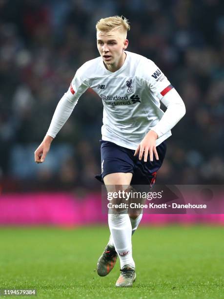 Luis Longstaff of Liverpool FC during the Carabao Cup Quarter Final match between Aston Villa and Liverpool FC at Villa Park on December 17, 2019 in...