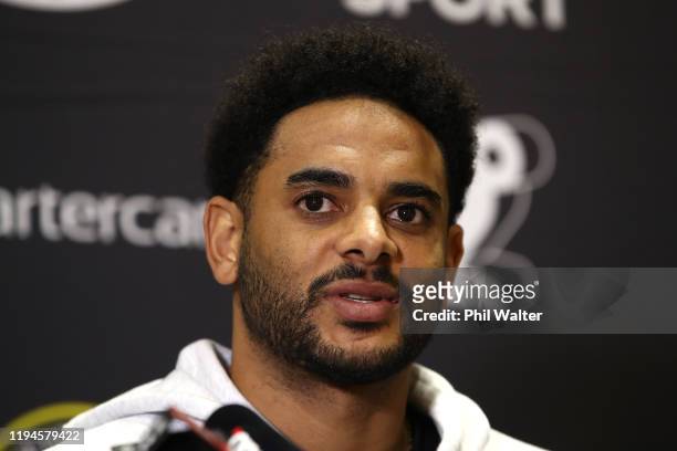 Corey Webster of the NZ Breakers speaks during a New Zealand Breakers NBL media announcement at Atlas Place on December 18, 2019 in Auckland, New...