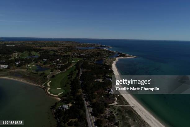 aerial of martha's vineyard in early summer - martha champlin fotografías e imágenes de stock