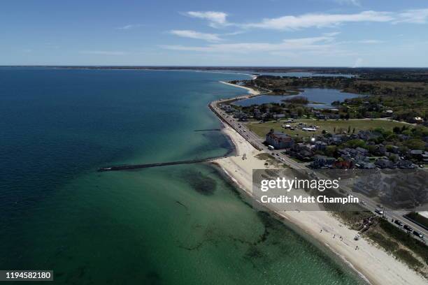 aerial of martha's vineyard in early summer - martha champlin fotografías e imágenes de stock