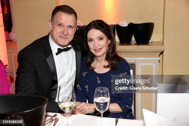 Iris Berben and her partner Heiko Kiesow during the 47th German Film Ball party at Hotel Bayerischer Hof on January 18, 2020 in Munich, Germany.