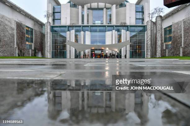 Exterior view shows the German Chancellery in Berlin on January 19 before the arrival of the participants of the Peace summit on Libya. - World...