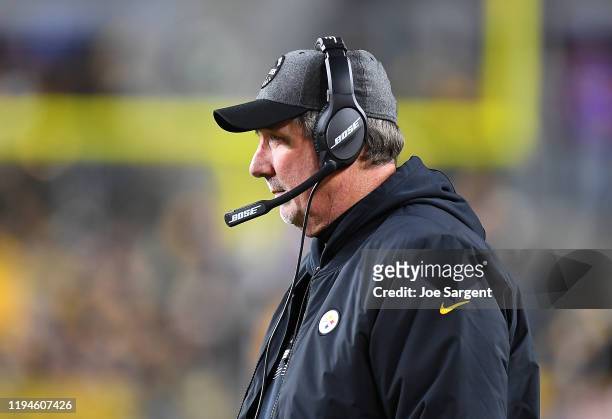 Defensive coordinator Keith Butler of the Pittsburgh Steelers looks on during the game against the Buffalo Bills at Heinz Field on December 15, 2019...