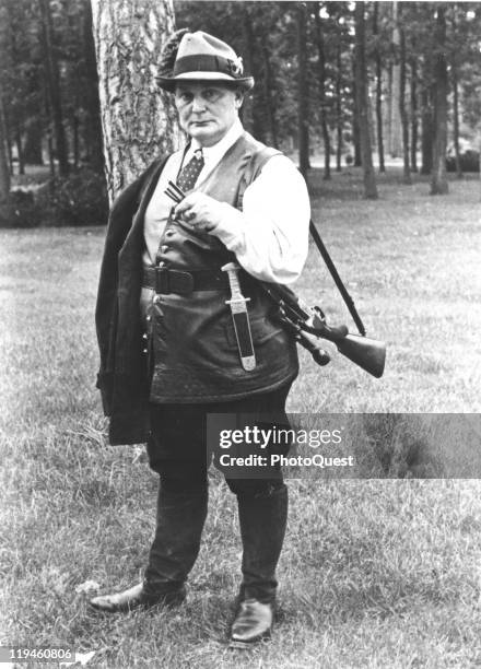 Full-length portrait of Nazi leader Hermann Goering on the grounds of his villa, Carinhall, Prussia, October 10, 1937.
