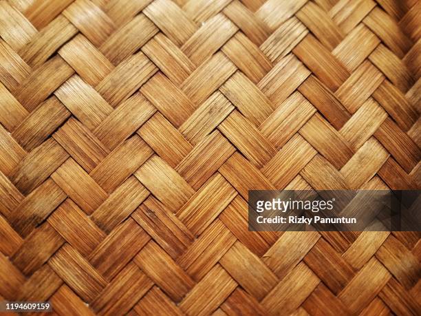 full frame shot of woven bamboo handmade - bambù materiale foto e immagini stock