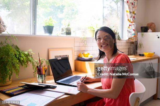 one woman on laptop at home