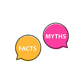 Facts and myths icon speech bubbles