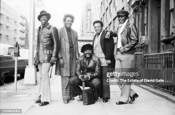 American rhythm and blues and soul vocal group, The Spinners, also, The Detroit Spinners, pose for a portrait in New York City, New York.