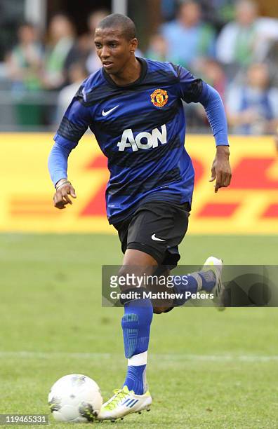 Ashley Young of Manchester United in action during the pre-season friendly match between Seattle Sounders and Manchester United at CenturyLink Field...