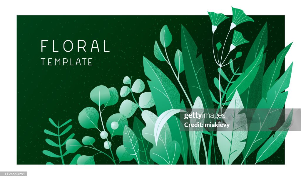 Green floral banner