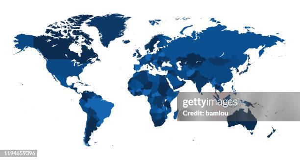 map world seperate countries classic blue - earth pacific ocean stock illustrations