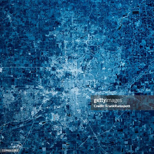 fort wayne indiana 3d render map blue top view sept 2019 - fort wayne stock pictures, royalty-free photos & images