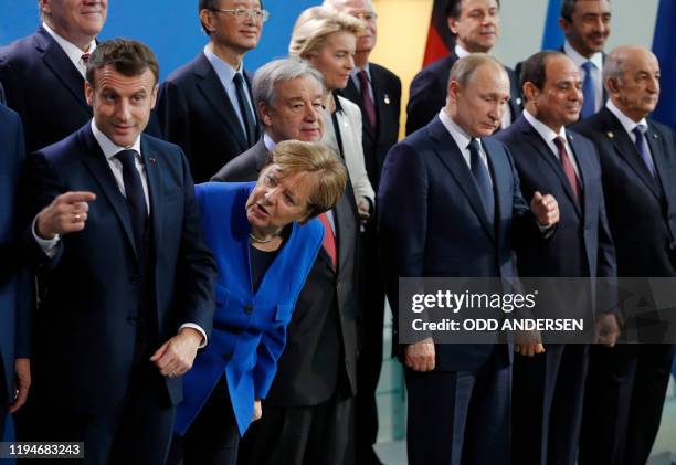 French President Emmanuel Macron, German Chancellor Angela Merkel, Secretary-General of the United Nations Antonio Guterres, Russian President...
