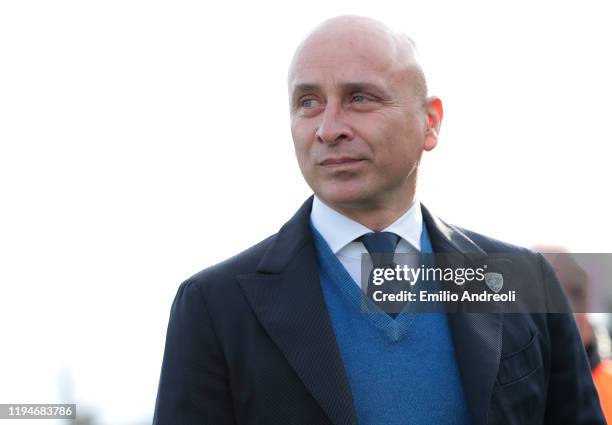 Brescia Calcio head coach Eugenio Corini looks on during the Serie A match between Brescia Calcio and Cagliari Calcio at Stadio Mario Rigamonti on...