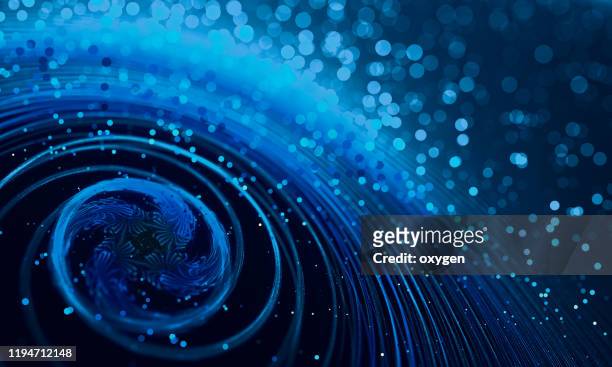 swirl abstract bokeh classic blue particle motion fractal background - elettrone foto e immagini stock