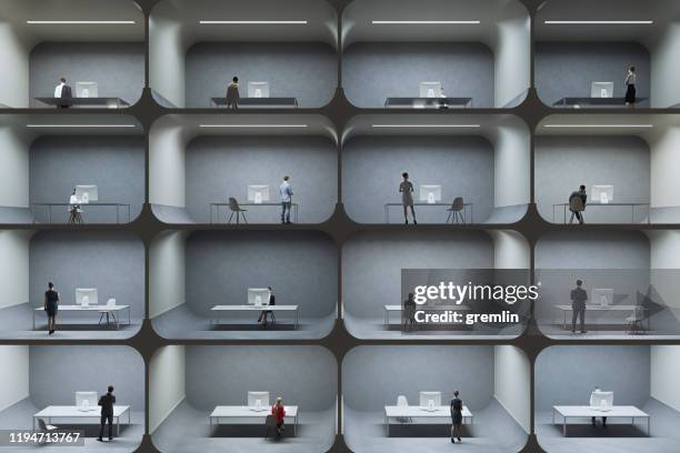 little office cubicle prison cells - trap stock pictures, royalty-free photos & images