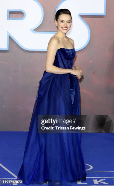 Daisy Ridley attends the "Star Wars: The Rise of Skywalker" European Premiere at Cineworld Leicester Square on December 18, 2019 in London, England.