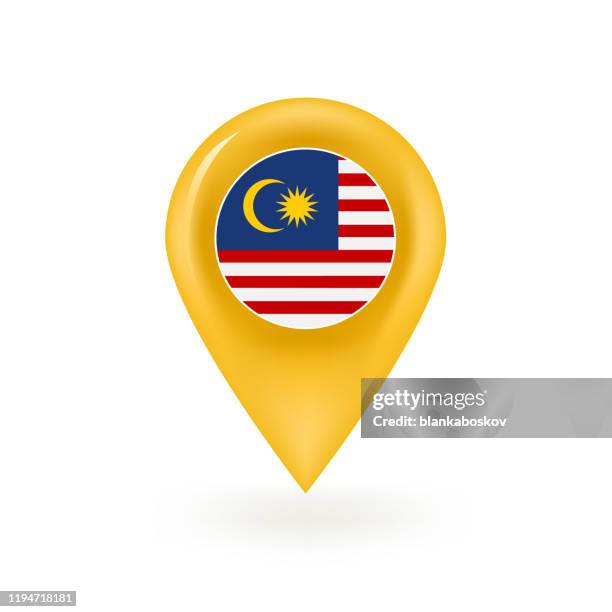 ilustrações de stock, clip art, desenhos animados e ícones de malaysia map pin icon - bandeira-da-malásia