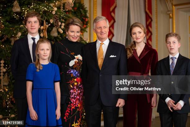 Prince Gabriel, Princess Eleonore, Queen Mathilde, King Philippe of Belgium, Princess Elisabeth and Prince Emmanuel attend the Christmas Concert at...