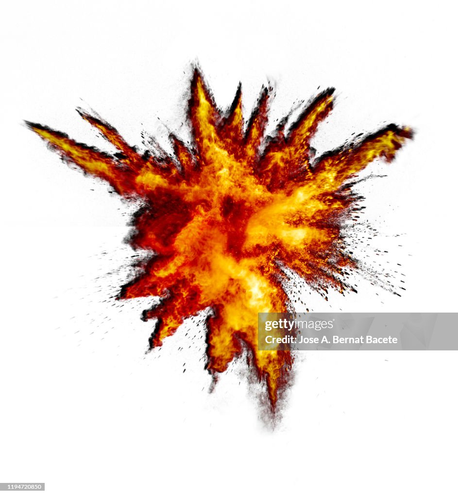 Explosion Of Fire Explosion Of Fire And Smoke On A White Background High-Res Stock Photo ...
