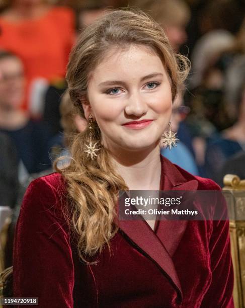Princess Elisabeth of Belgium attends the Christmas Concert at the Royal Palace on December 18, 2019 in Brussels, Belgium.