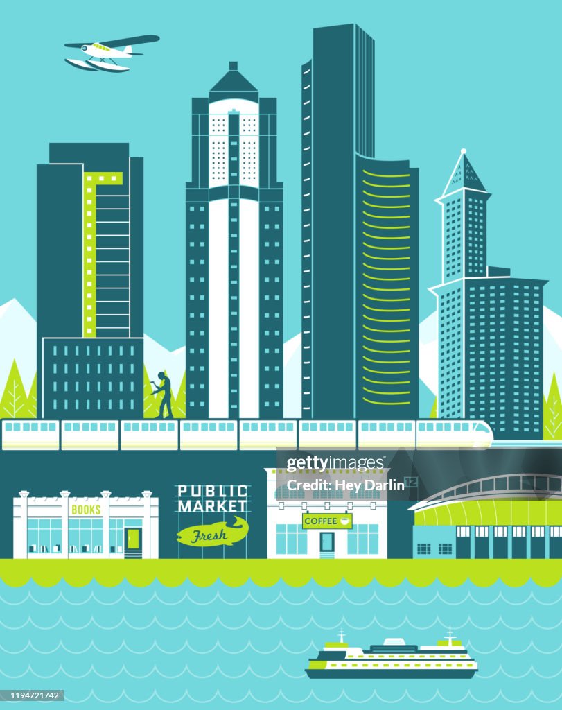 Seattle skyline illustration