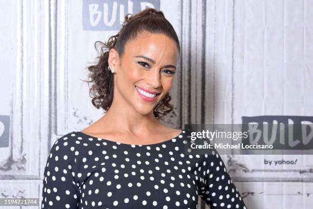 Paula Patton visits Build to discuss the movie "Sacrifice" at Build Studio on December 18, 2019 in New York City.