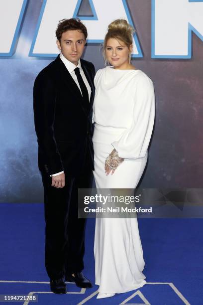 Daryl Sabara and Meghan Trainor attend "Star Wars: The Rise of Skywalker" European Premiere at Cineworld Leicester Square on December 18, 2019 in...