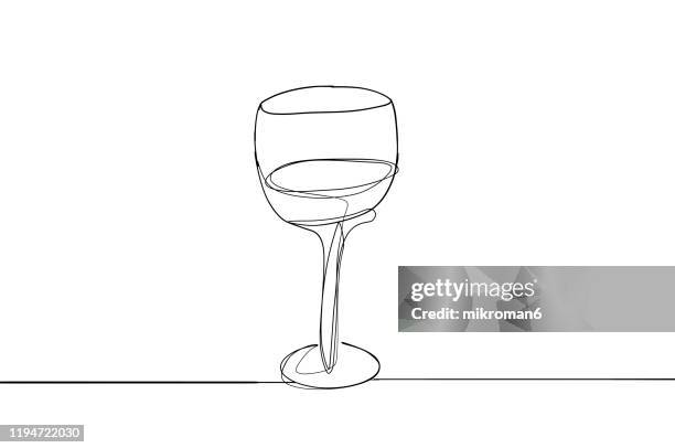 single line drawing of a wine glass - bottle icon stock pictures, royalty-free photos & images