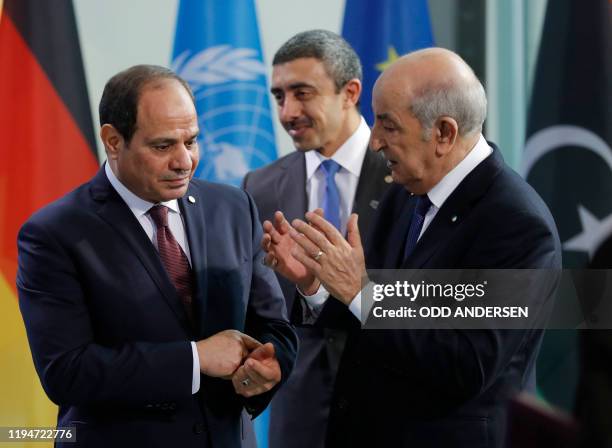 Egyptian President Abdul Fattah al-Sisi, United Arab Emirates Foreign Minister Sheikh Abdullah bin Zayed Al Nahyan and Algerian president Abdelmadjid...