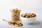 Homemade granola with coconut and almonds