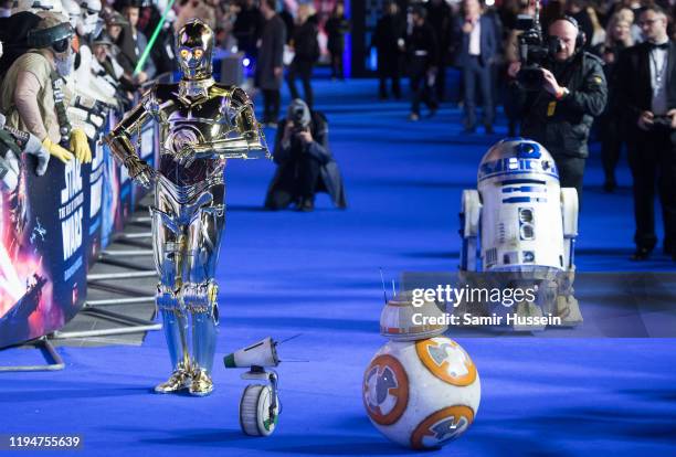 And D-O attends "Star Wars: The Rise of Skywalker" European Premiere at Cineworld Leicester Square on December 18, 2019 in London, England.