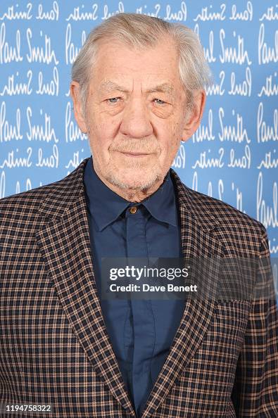 Sir Ian McKellen wearing Paul Smith attends the Paul Smith AW20 50th