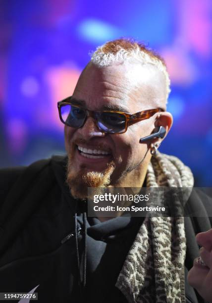 Comedian, actor, and musician, Sinbad, takes photos with show attendees at the Yamaha booth during the NAMM Show on January 18 at the Anaheim...