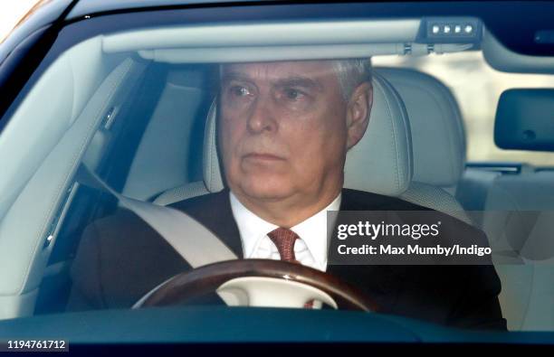 Prince Andrew, Duke of York attends a Christmas lunch for members of the Royal Family hosted by Queen Elizabeth II at Buckingham Palace on December...