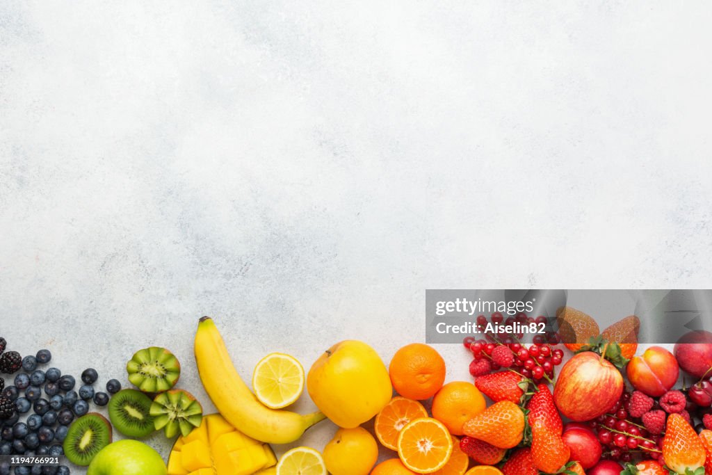 Rainbow fruits background