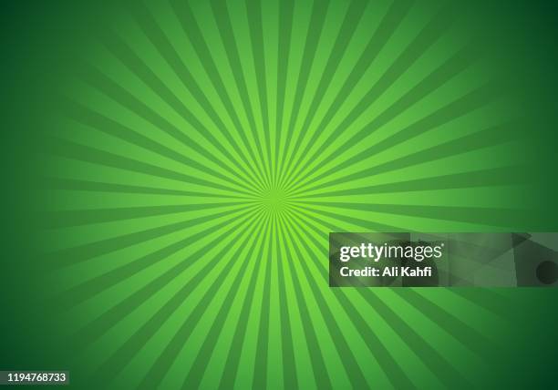 bright green rays sunburst vector background - staring stock illustrations