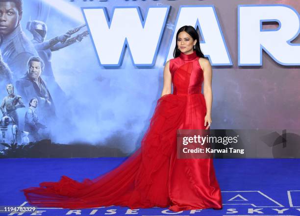 Kelly Marie Tran attends the "Star Wars: The Rise of Skywalker" European Premiere at Cineworld Leicester Square on December 18, 2019 in London,...