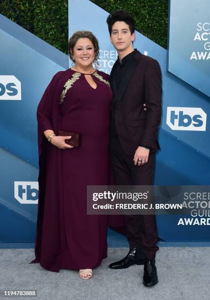 Actress Camryn Manheim and her son Milo arrive for the 26th Annual Screen Actors Guild Awards at the Shrine Auditorium in Los Angeles on January 19,...