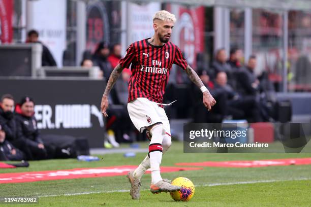 Samu Castillejo of Ac Milan in action during the Serie A match between Ac Milan and Udinese Calcio. Ac Milan wins 3-2 over Udinese Calcio.