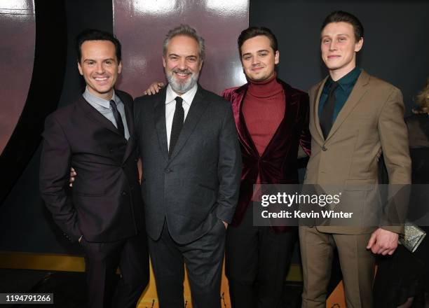 Actor Andrew Scott, director/producer/writer Sam Mendes and actors Dean-Charles Chapman and George MacKay attend the premiere of Universal Pictures'...