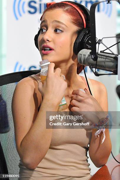 Actress Ariana Grande visits SiriusXM Studio on July 18, 2011 in New York City.