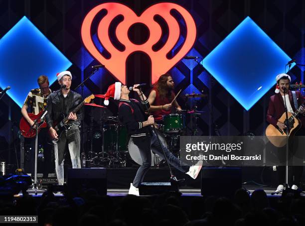 Nick Jonas, Joe Jonas, Kevin Jonas of the Jonas Brothers perform during 103.5 KISS FM's Jingle Ball 2019 - Show on December 18, 2019 in Chicago,...