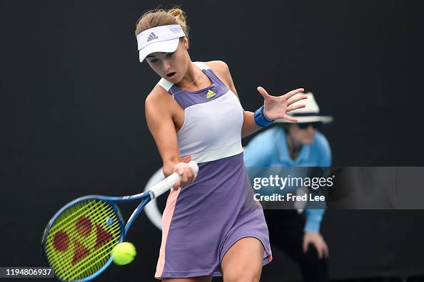 Anna Kalinskaya of Russia in action during her Women's Singles first