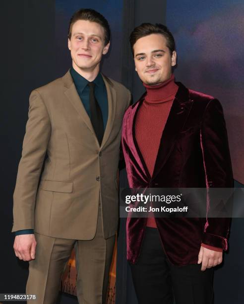 George MacKay and Dean-Charles Chapman attend the premiere of Universal Pictures' "1917" at TCL Chinese Theatre on December 18, 2019 in Hollywood,...