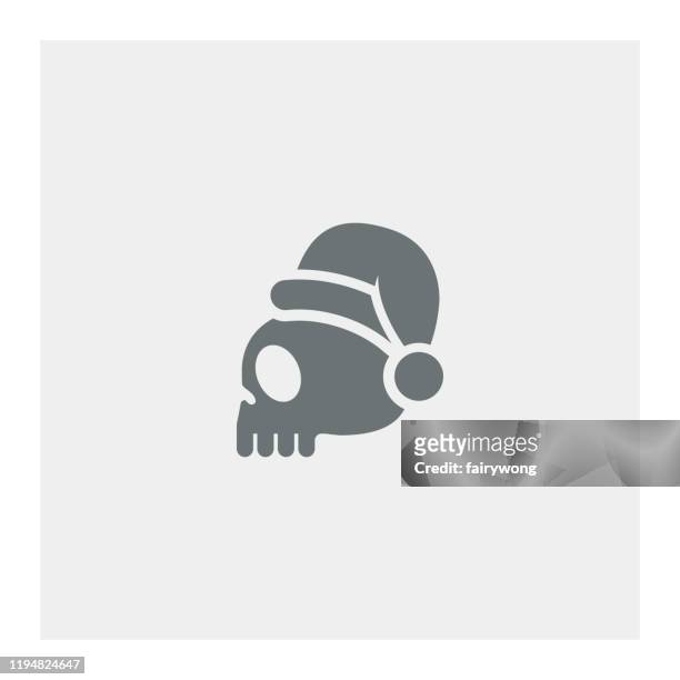 schädel mit santa-hut - skull logo stock-grafiken, -clipart, -cartoons und -symbole