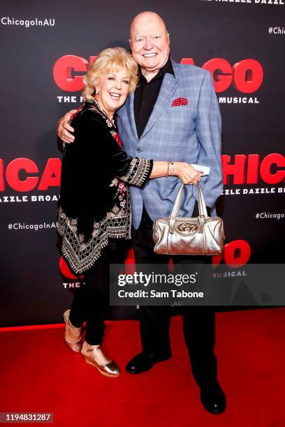 Patti and Bert Newton arrive at opening night of "Chicago The Musical" Media call on December 19, 2019 in Melbourne, Australia.