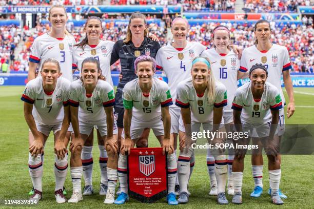 Team of USA women's national team posing for a photo before the 2019 FIFA Women's World Cup Final match between The United States of America and The...