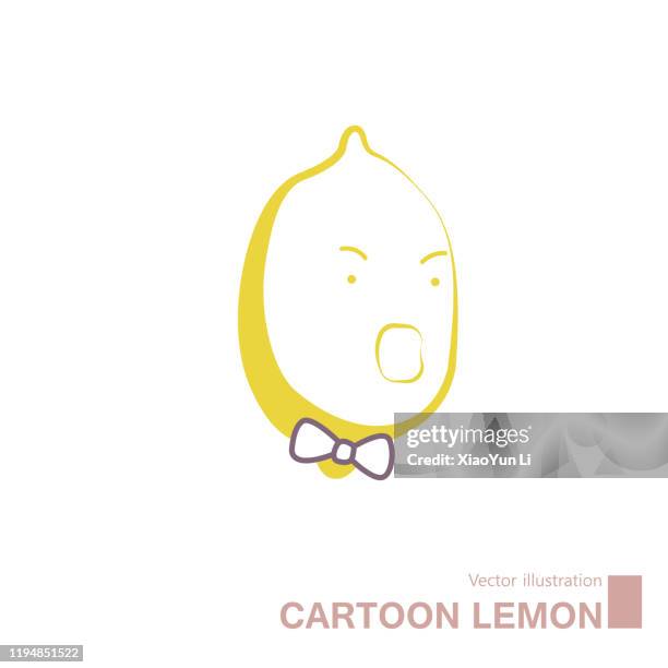 vector drawn cartoon lemon. - orange bow tie stock illustrations